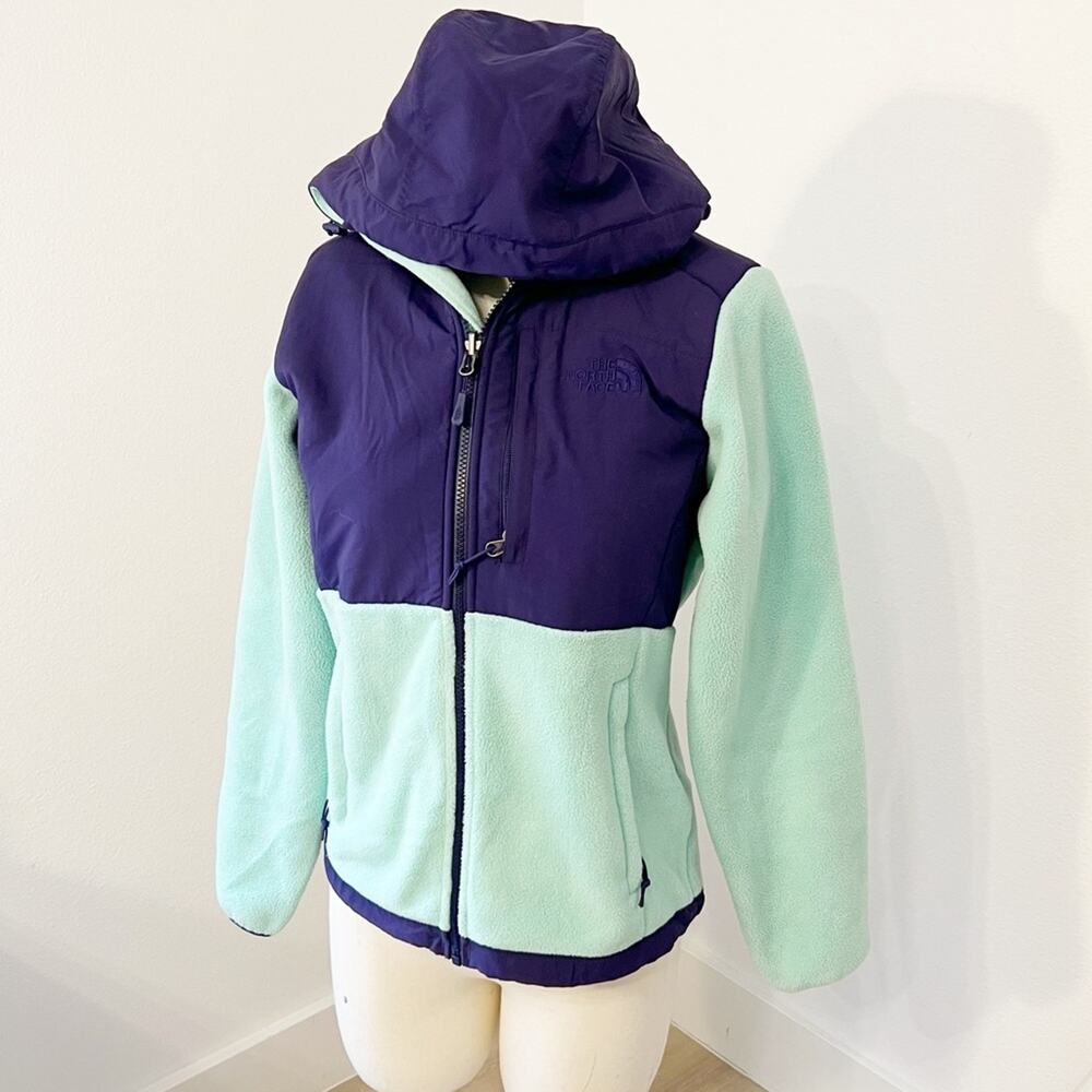 THE NORTH FACE Mint Purple Denali Hooded Fleece Zippered Winter Jacket, S